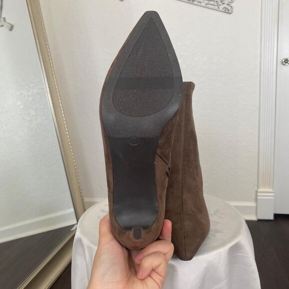 Sonoma NIB 90s Style Brown Faux Suede Stiletto High Heel Ankle Boots Size US 10 - Picture 6 of 9